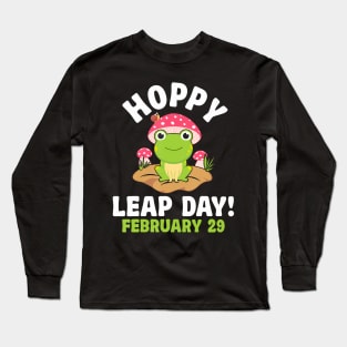 Funny Frog Hoppy Leap Day February 29 Birthday Leap Year Long Sleeve T-Shirt